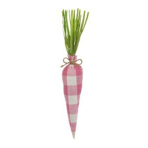 Set/3 Pink & White Check Fabric Carrot